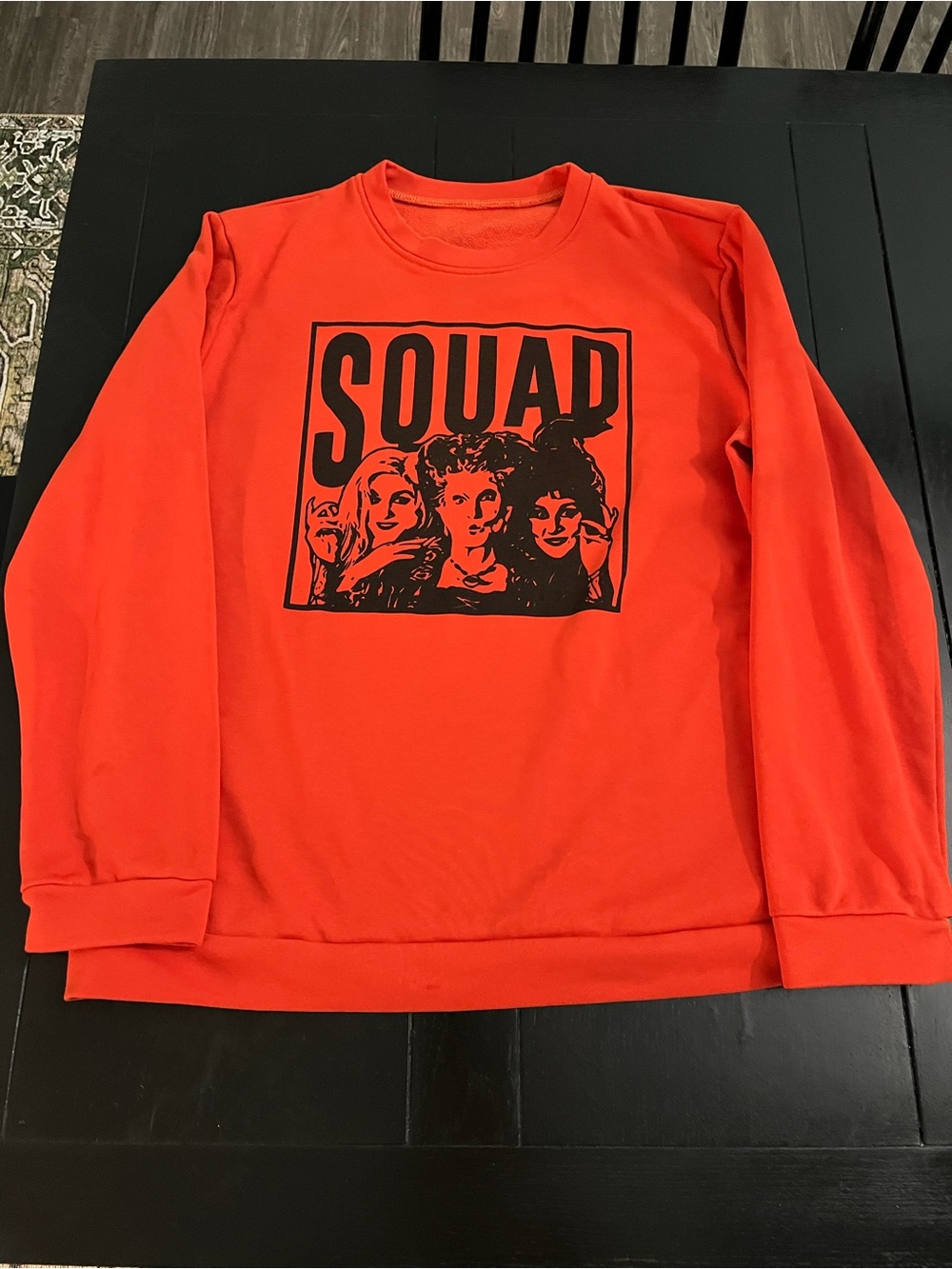 Bright Orange 'SQUAD' Graphic Crewneck Sweatshirt